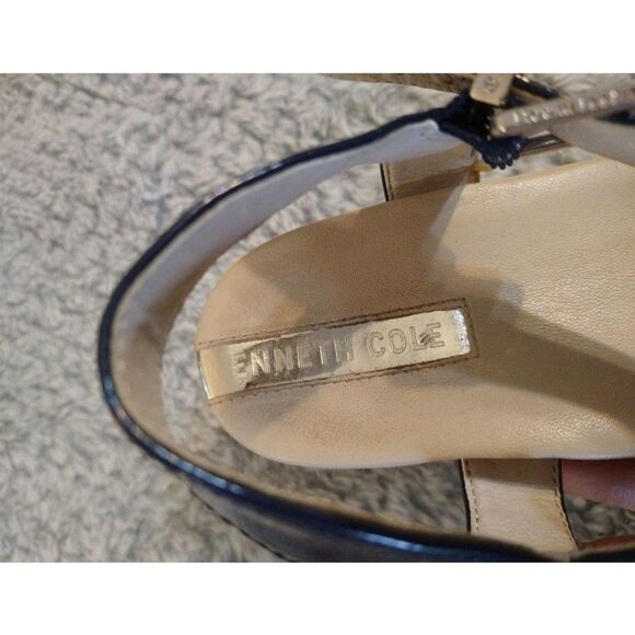 Kenneth Cole Suede Sandals Blue Sz 8 Boho Summer Espadrille - Picture 8 of 9